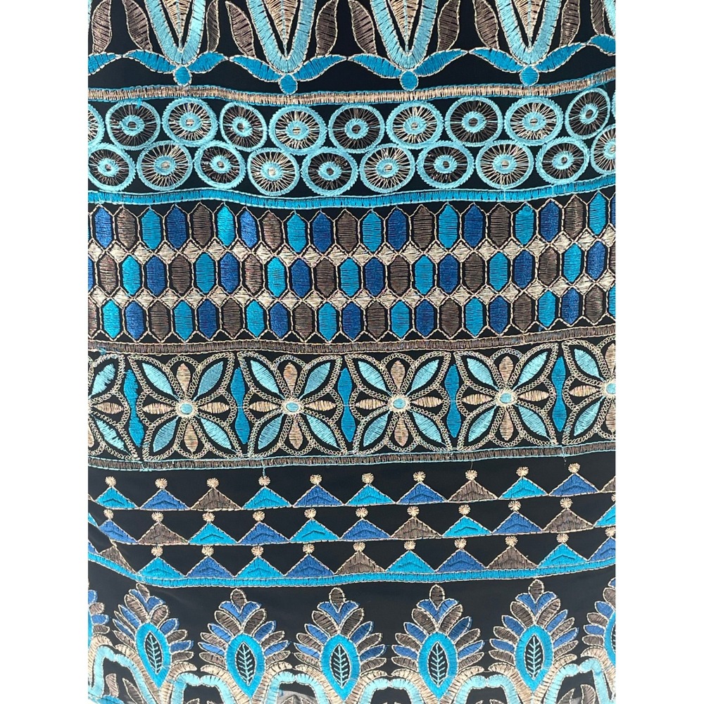 White House Black Market NWT Metallic Embroidered Sheath Dress 2 XS Blue Silver - Picture 7 of 13